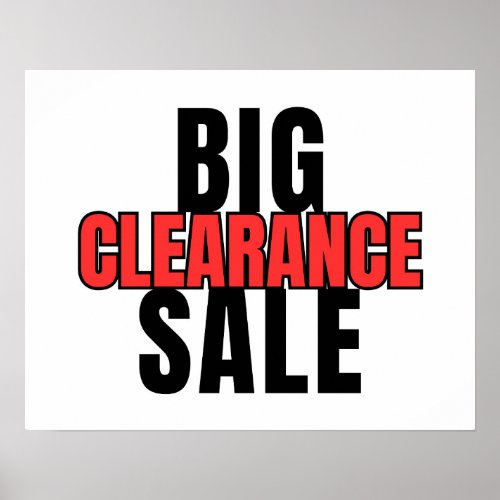 Big Clearance Sale Sign Boutique Signage Retail Poster