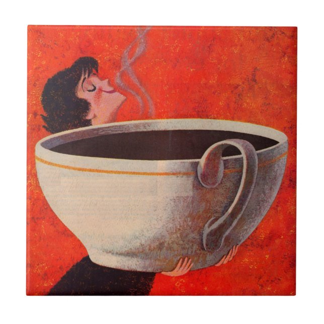 big coffee drinker ceramic tile (Front)