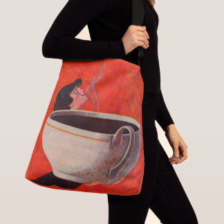 big coffee drinker print crossbody bag