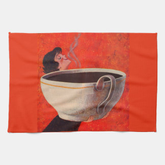 big coffee drinker print kitchen towel