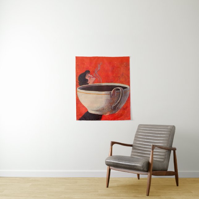 big coffee drinker print tapestry (In Situ)