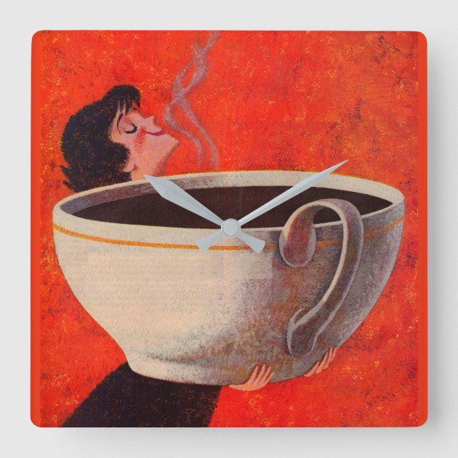 big coffee drinker square wall clock (Front)