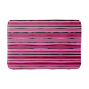 Big Color Pop Hot Pink and Black Stripes Bath Mat