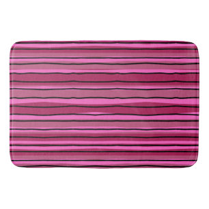 Big Color Pop Hot Pink and Black Stripes Bath Mat