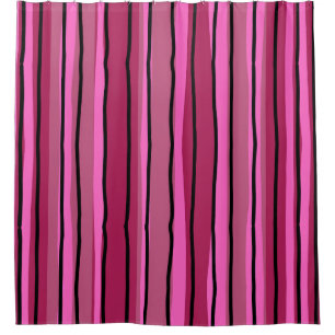 Big Color Pop Hot Pink and Black Stripes Shower Curtain