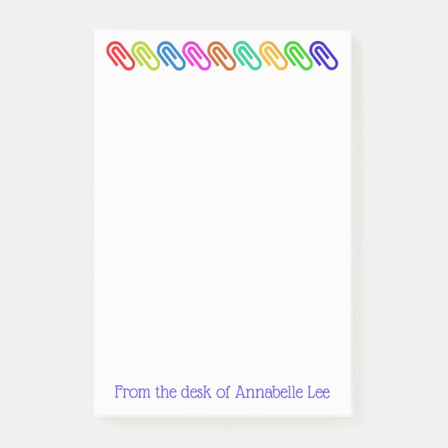 Big Colored Paperclips Personalize Post-it Notes (Front)