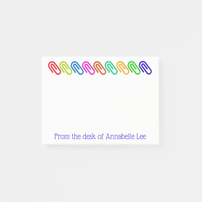 Big Colored Paperclips Personalize Post-it Notes (Front)