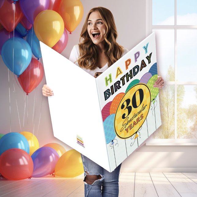 Big Colorful Balloons 30th Birthday Card (Creator Uploaded)