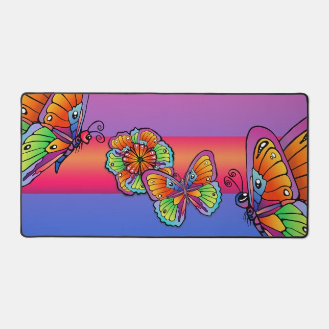 Big Colorful Butterflies Desk Mat (Front)