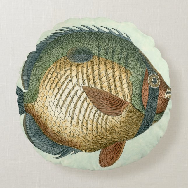 Big Colorful Fish Round Pillow (Front)