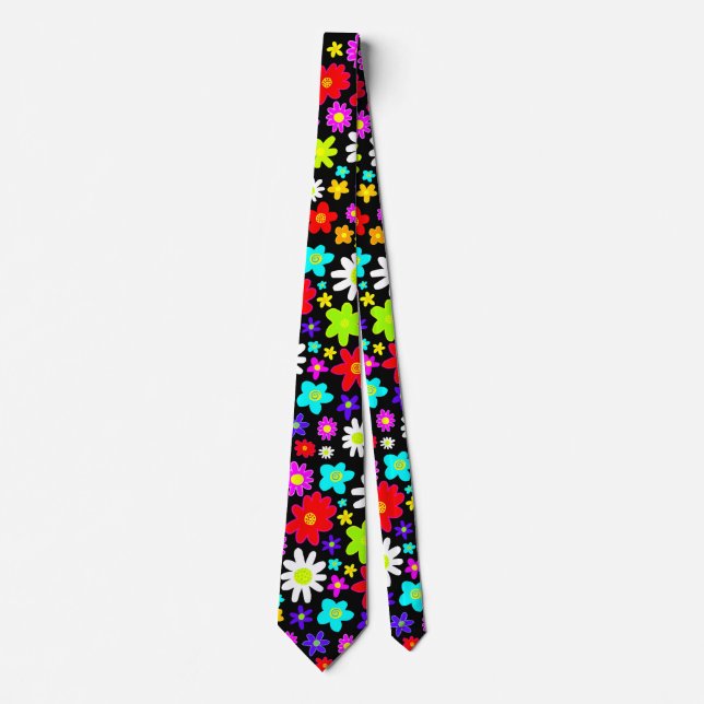 Big Colorful Flowers II Neck Tie (Front)