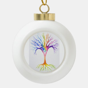 Big colorful neuronal tree ceramic ball christmas ornament