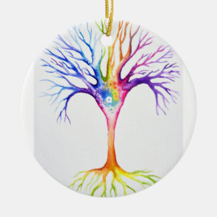 Big colorful neuronal tree ceramic ornament