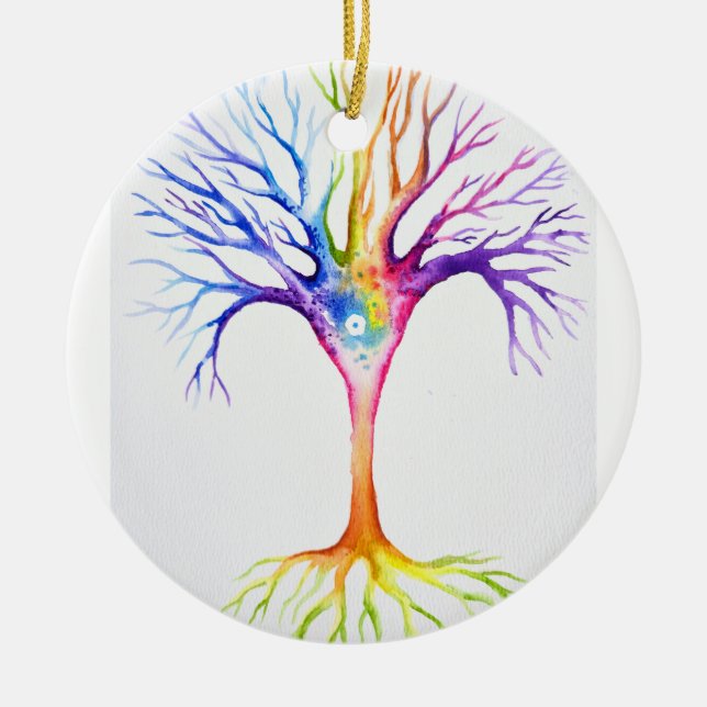Big colorful neuronal tree ceramic ornament (Front)