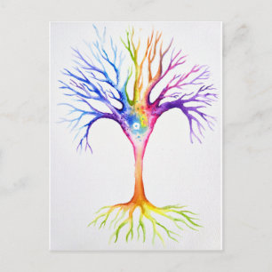 Big colorful neuronal tree postcard