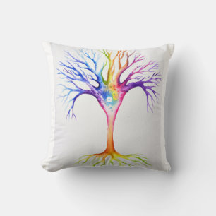 Big colorful neuronal tree throw pillow