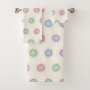 Big Colorful Pastel Polka Dots Bath Towel Set