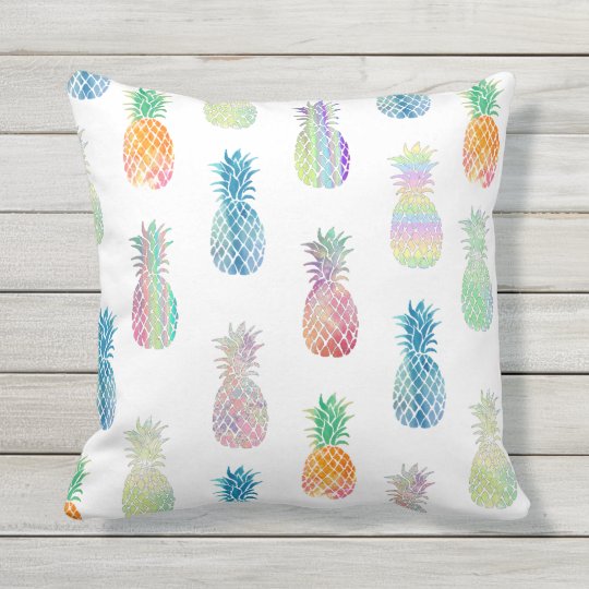 Big Colorful Pineapples Pattern Outdoor Pillow Zazzle Com