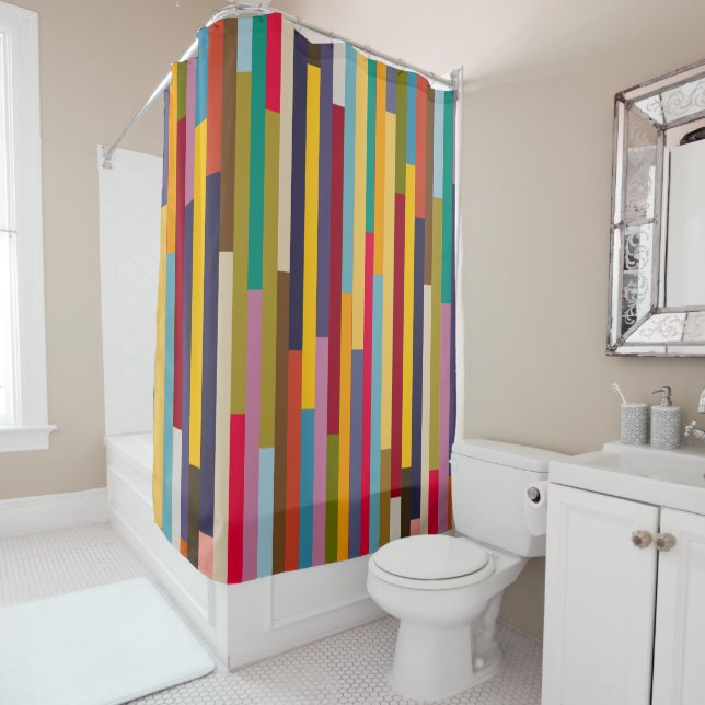 Big Colorful Stripes  Shower Curtain (In Situ)