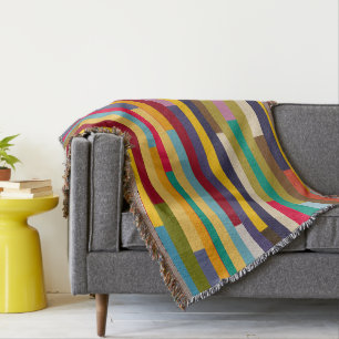 Big Colorful Stripes  Throw Blanket