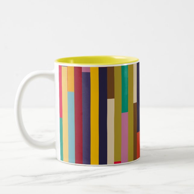 Big Colorful Stripes  Two-Tone Coffee Mug (Left)