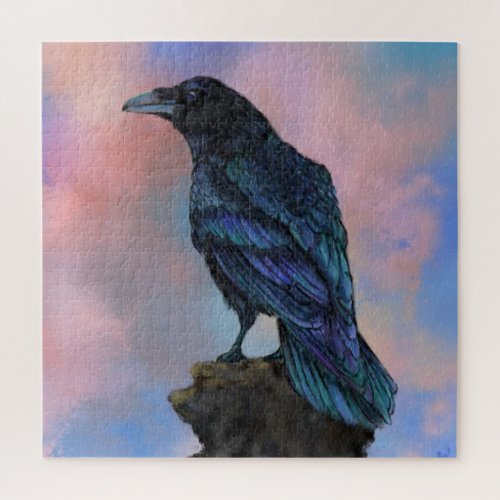 Big Common Raven _ Migned Painting Bird Collection Jigsaw Puzzle