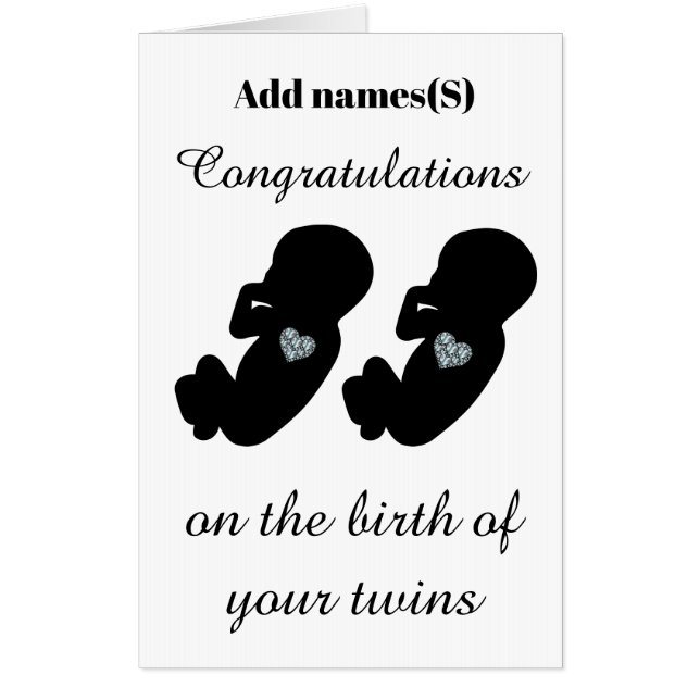 Big congratulations on the birth of your twins card (Front)