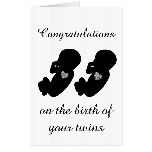 Big congratulations on the birth of your twins card (Front)