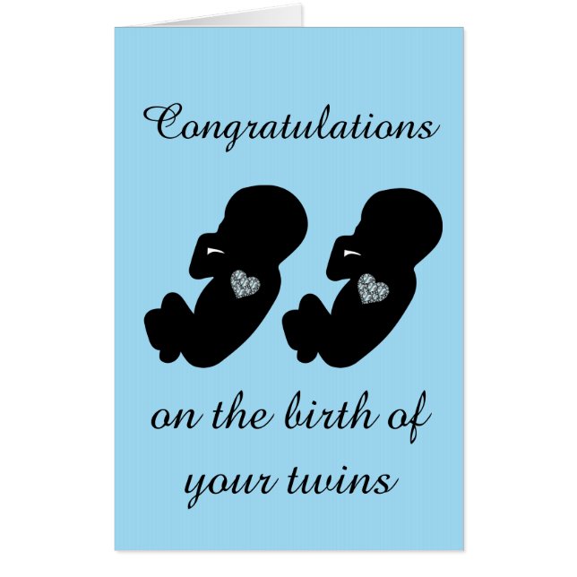Big congratulations on the birth of your twins card (Front)