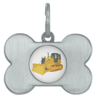 Big Construction Bulldozer on Tracks Pet Name Tag