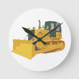 Big Construction Bulldozer on Tracks Round Clock