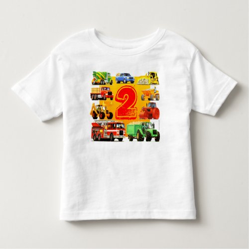 Big Construction Trucks 2nd Birthday Toddler T_shirt