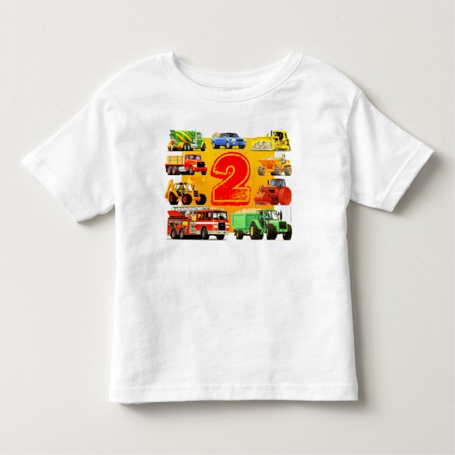 Big Construction Trucks 2nd Birthday Toddler T-shirt (Front)