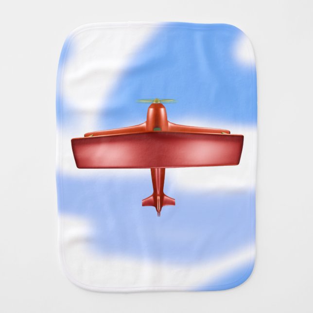 Big Cool Adventurous Flying Red Plane Burp Cloth (Front)
