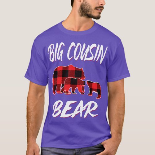 Big Cousin Bear Red Plaid Christmas Pajama Matchin T_Shirt