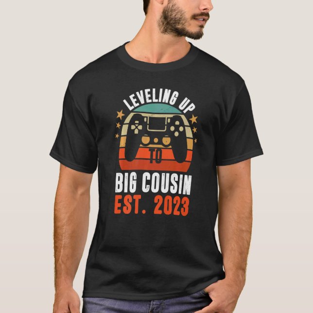Big Cousin Gamer Baby Announcement Gender Reveal G T-Shirt (Front)
