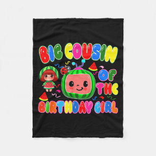 Big Cousin Of The Birthday Girl Melon Family Match Fleece Blanket
