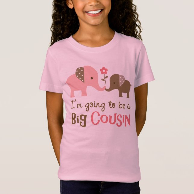 Big Cousin to be - Mod Elephant t-shirts for girls (Front)