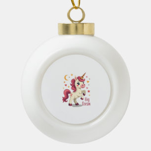 Big Cousin Unicorn Vintage Cute Kids Typography De Ceramic Ball Christmas Ornament