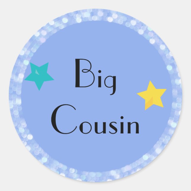 Big Cousin with Stars Classic Round Sticker (Front)