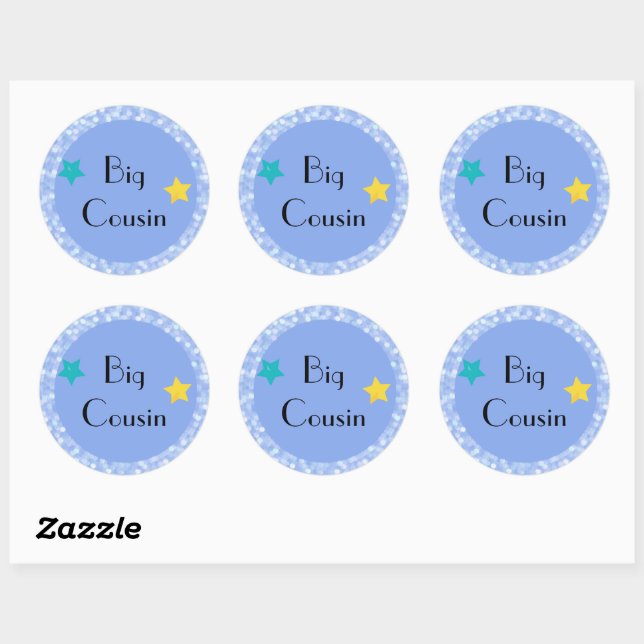 Big Cousin with Stars Classic Round Sticker (Sheet)