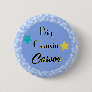 Big Cousin with Stars Personalized Classic Round  Button