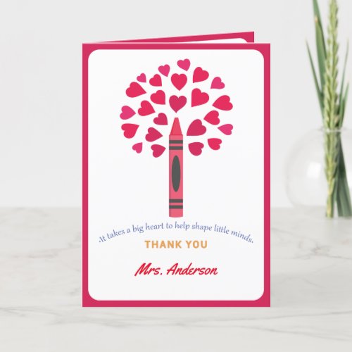 Big crayon tree  Teacher Appreciation Thank You Card