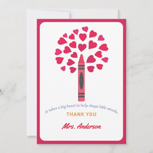 Big crayon tree  Teacher Appreciation Thank You Card