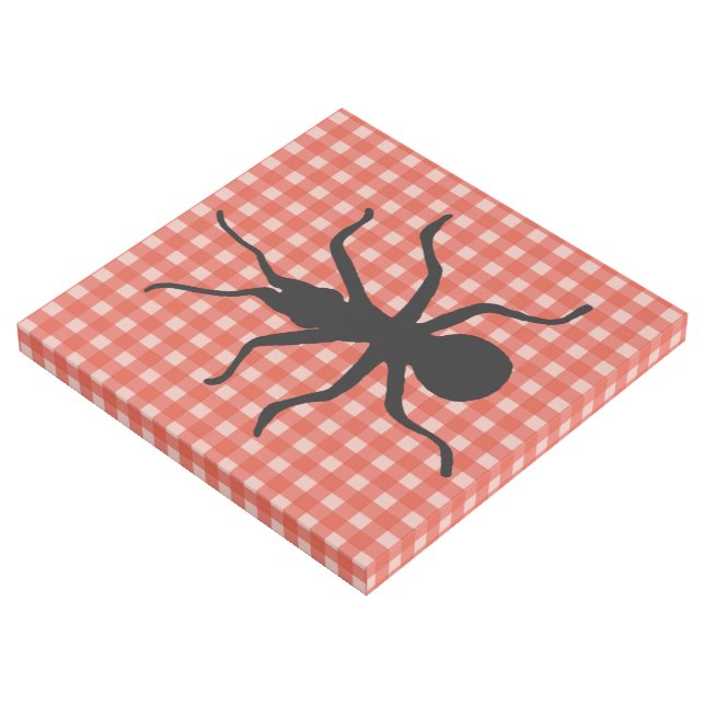 Big Creepy black Ant on Picnic Tablecloth Plaid Gallery Wrap (3/4)