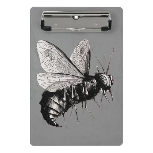 Big Creepy Scary Bee with Stinger Skulls on Wings Mini Clipboard