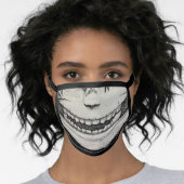 Big Creepy Smile Anime Lover Cool Black and White Face Mask (Worn Her)