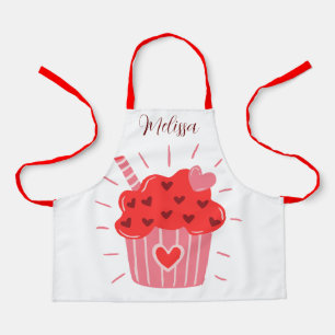 Big Cupcake Red Heart Kids Apron