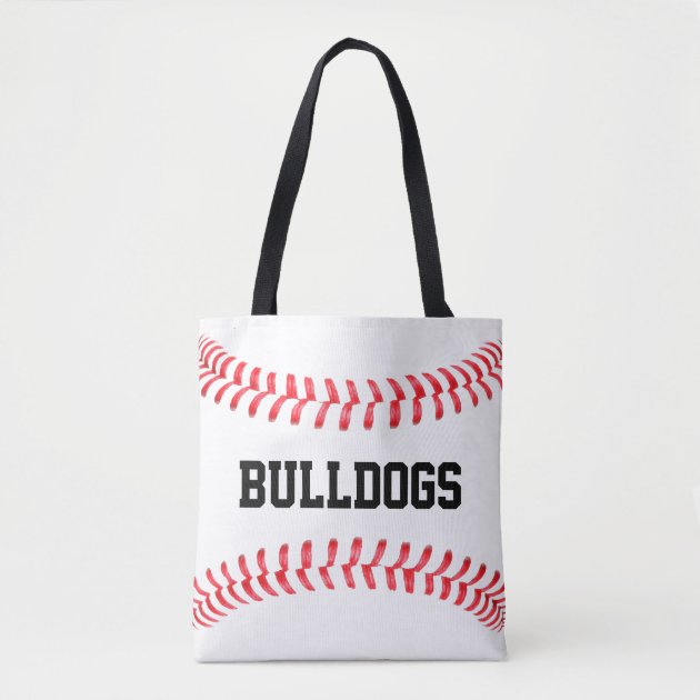 Big Custom Baseball Team Name or Text Sports Mom Tote Bag | Zazzle
