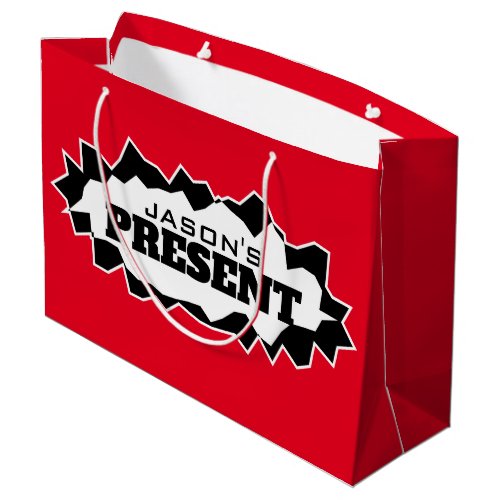 Big custom gift bag with funny ripped hole design